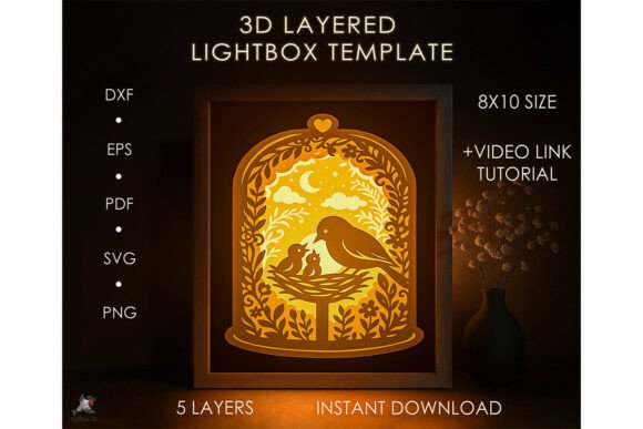 3D Bird Nest Shadow Box SVG for Modern Editorial Design