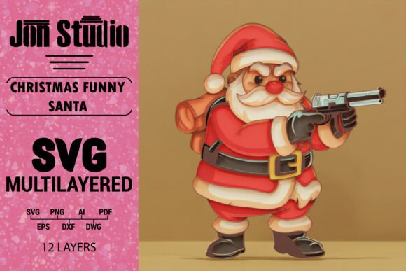 3D Christmas Funny Santa SVG for Crafts and Graphics