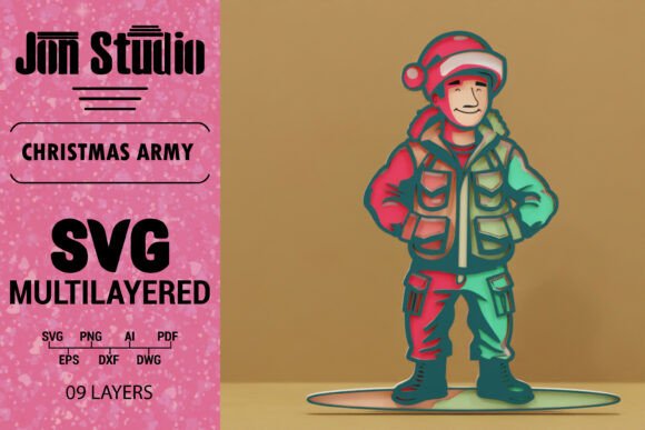 3D Christmas Soldier SVG: A Vibrant Graphic for Crafts and Creative Projects