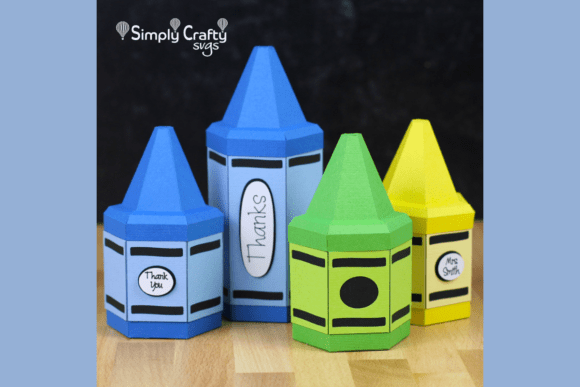 3D Crayon Gift Box: A Vibrant SVG Design for School-Themed Branding