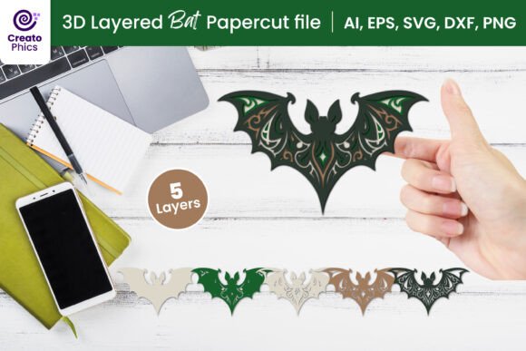 3D Layered Bat Paper Cutting SVG Decor Review for Embroidery Projects