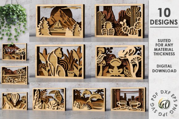 3D Layered Home Decors Bundle: A Powerful Laser Cutting Design for Wall Decor Projects