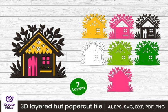 3D Layered Hut Papercut Home SVG for Ornaments & Crafts
