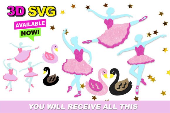 Ballerinas and Swans 3D SVG: A Fantasy Asset for Local Branding Magic