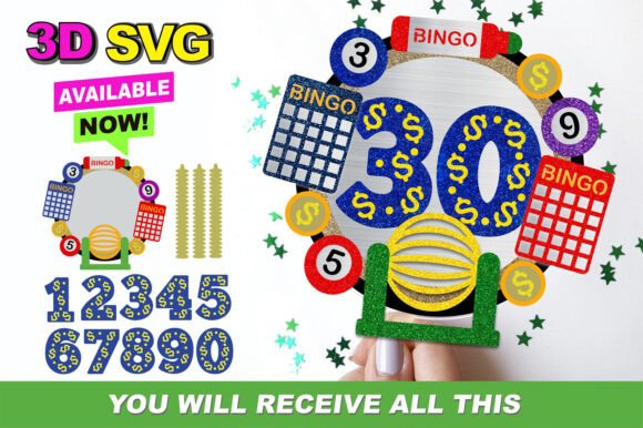 Bingo Cake Topper 3D SVG: A Playful Laser Cutting Design for Creative Publishers