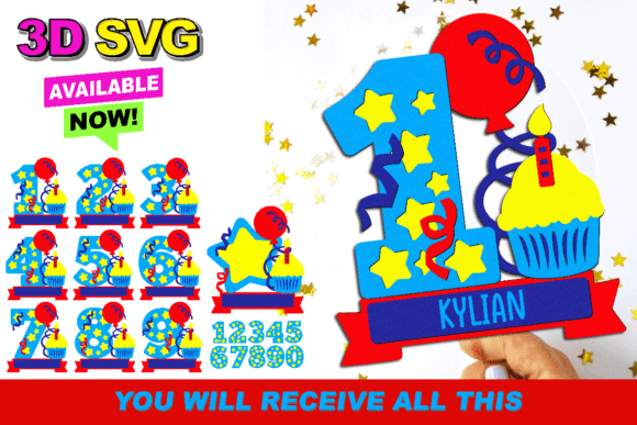 Birthday Cake Topper Numbers 3D SVG: A Graphics Asset for Creative Crafts and Content