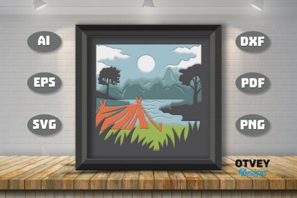 Camping 3D Shadowbox Layered Papercut: A Design Asset That Elevates Brand Visuals