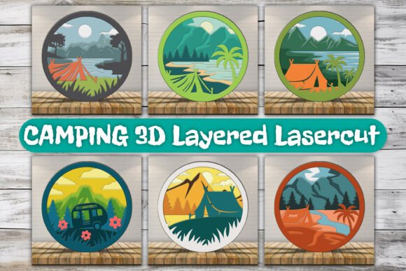 Camping Decorations 3D Layered Lasercut: A Versatile Shadow Box Graphic for Crafters