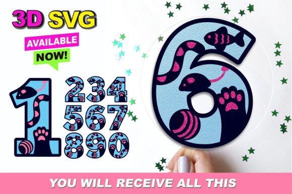 Cat Numbers 3D SVG: A Birthday Graphic Design Asset for Creative Websites