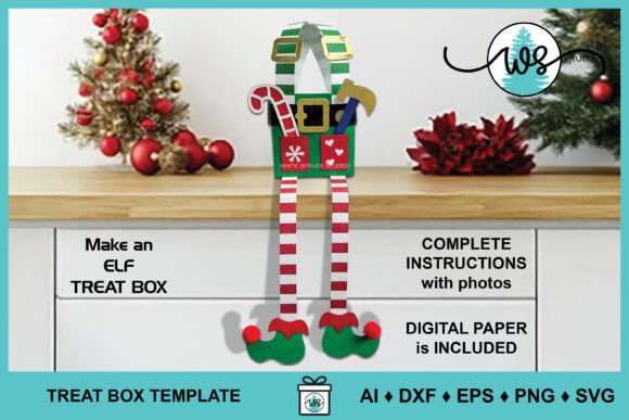 Christmas 3D Elf Treat Box SVG Template: Festive Design for Branding and Marketing