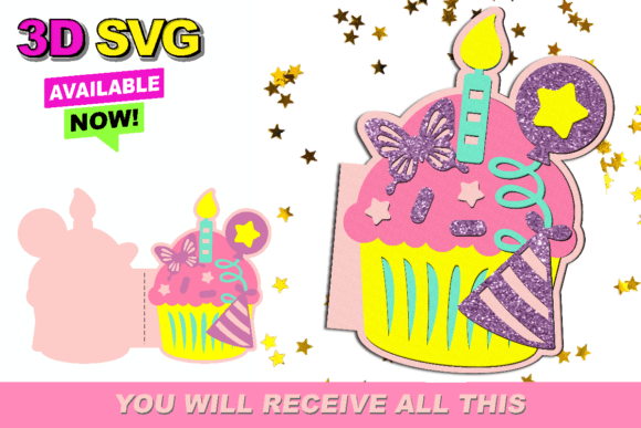 Cupcake Card 3D SVG: A Delightful Graphic Design Asset for Crafts and Local Branding