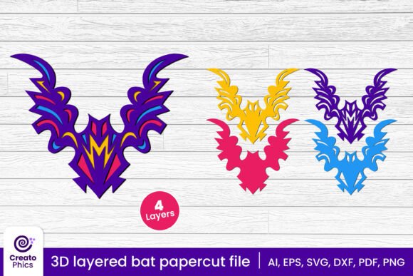 Decorative Bat 3D SVG for Gothic-Inspired Design Projects