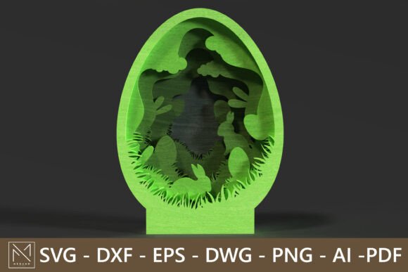 Easter Egg 3D SVG, Bunny Forest 5-Layer: A Laser-Cut Spring Design for Creative Sellers