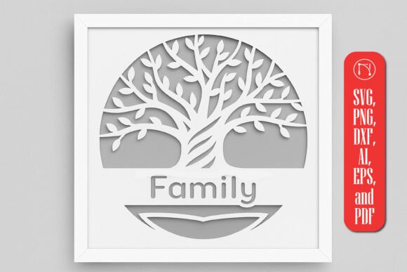 Family Themed Shadow Box SVG: A 3D Graphic Design Asset for Heartfelt Crafts