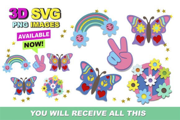 Groovy Hippie 3D SVG: A Summer Graphic Design Asset for Creative Sellers