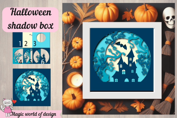 Halloween Shadow Box SVG – Haunted House 3D Design for Content Creators