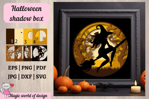 Halloween Witch on the Broom 3D SVG for Website and Editorial Design