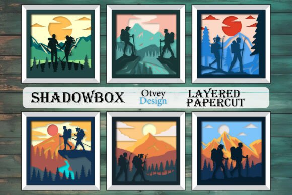 Hiking Couple 3D SVG Shadowbox for Real Craft Projects