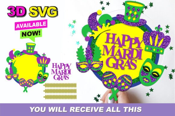 Mardi Gras Cake Topper 3D SVG: A Vibrant Design Asset for Content Creators
