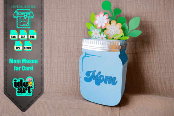 Mom Mason Jar Card: A 3D SVG Paper Flowers Asset for Creative Branding