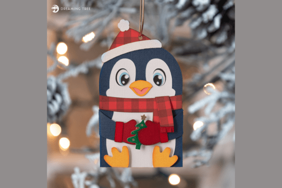 Penguin Gift Card Ornament SVG: A Festive 3D Design for Christmas Crafting