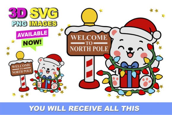 Polar Bear Christmas Topper 3D SVG: A Seasonal Design Asset for Content Creators