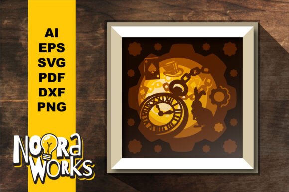 Whimsical Pocket Clock Layered Papercut – 3D SVG for Shadow Box Magic