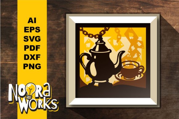 Whimsical Tea Time Layered Papercut – 3D SVG for Shadow Box Magic